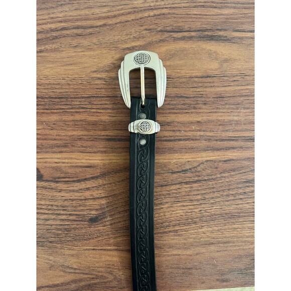 Lee River Made in Ireland Black Silver Tooled Leather size L 48/50 Celtic Irish - Picture 2 of 4